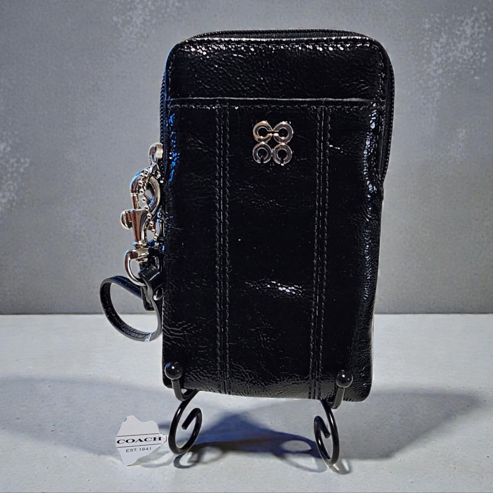 COACH Julia Black Patent Leather Phone Wristlet